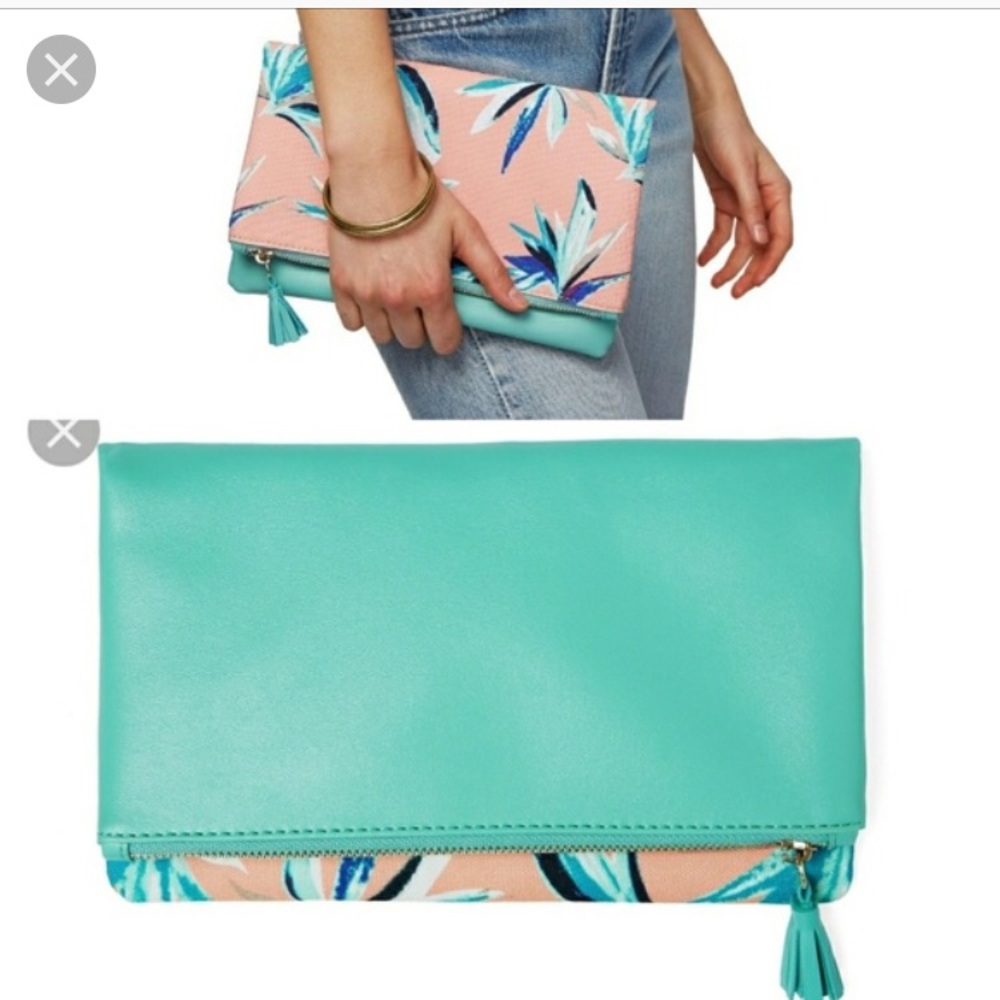 Racheal Palley pink+neon clutch